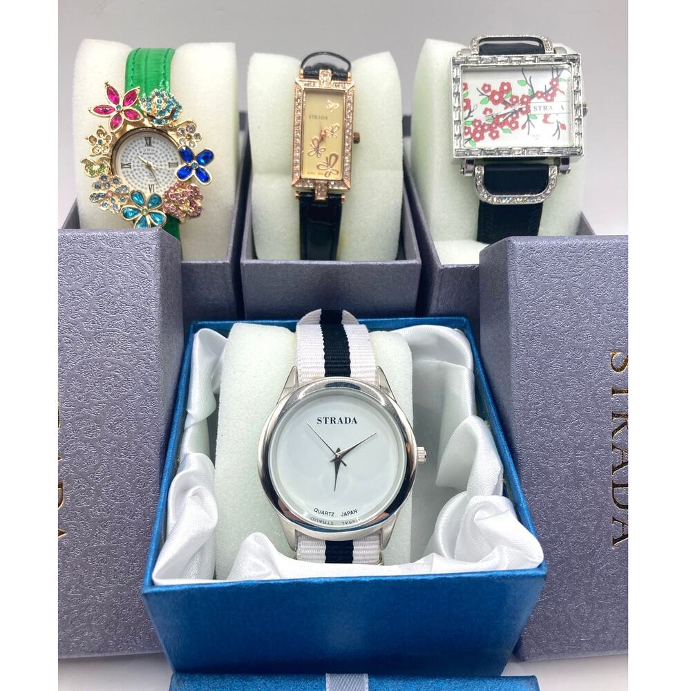 Strada Watch Lot Bulk (4) Women's with Original Boxes - All Fresh Batteries Read